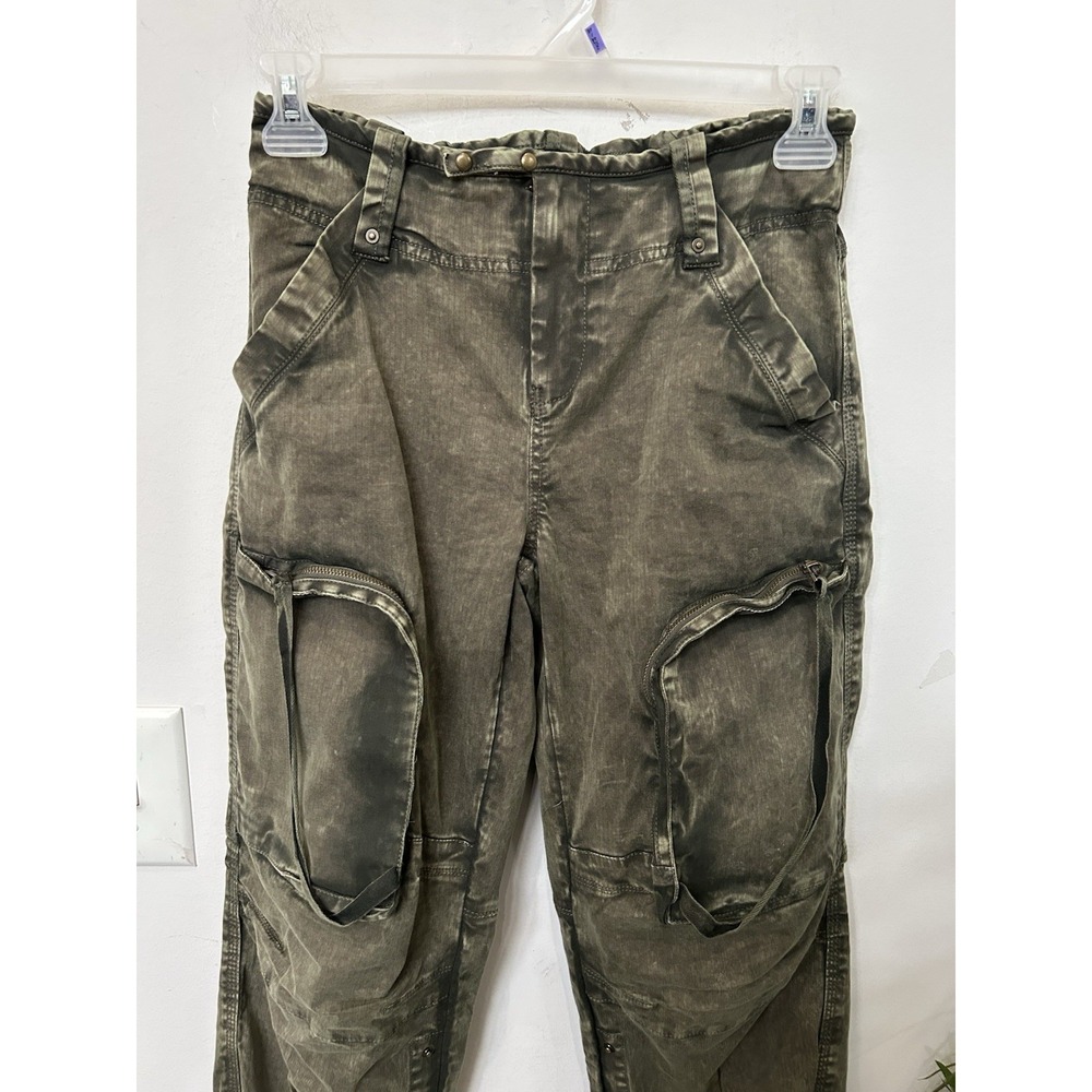 Free People Cant Compare Slouch Pants XS Olive Green Cargo Utility Grunge Boho - Picture 4 of 8
